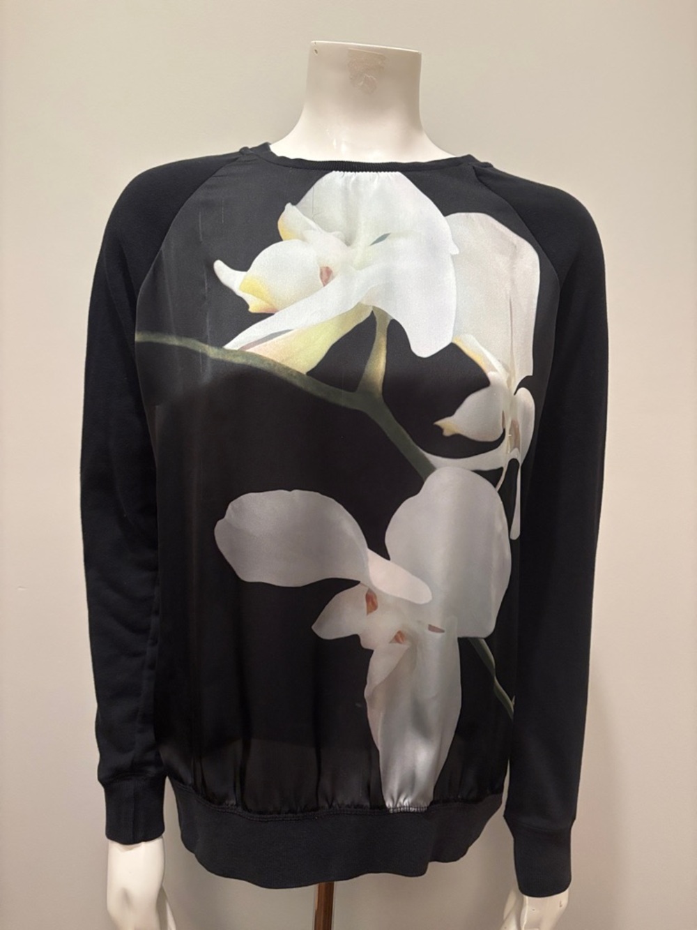 Altuzarra Black Sweatshirt with White Orchid Print Size L